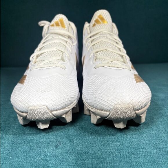 Size 10.5 - Men’s Adidas Adizero Impact2 white/gold cleats - Picture 4 of 9